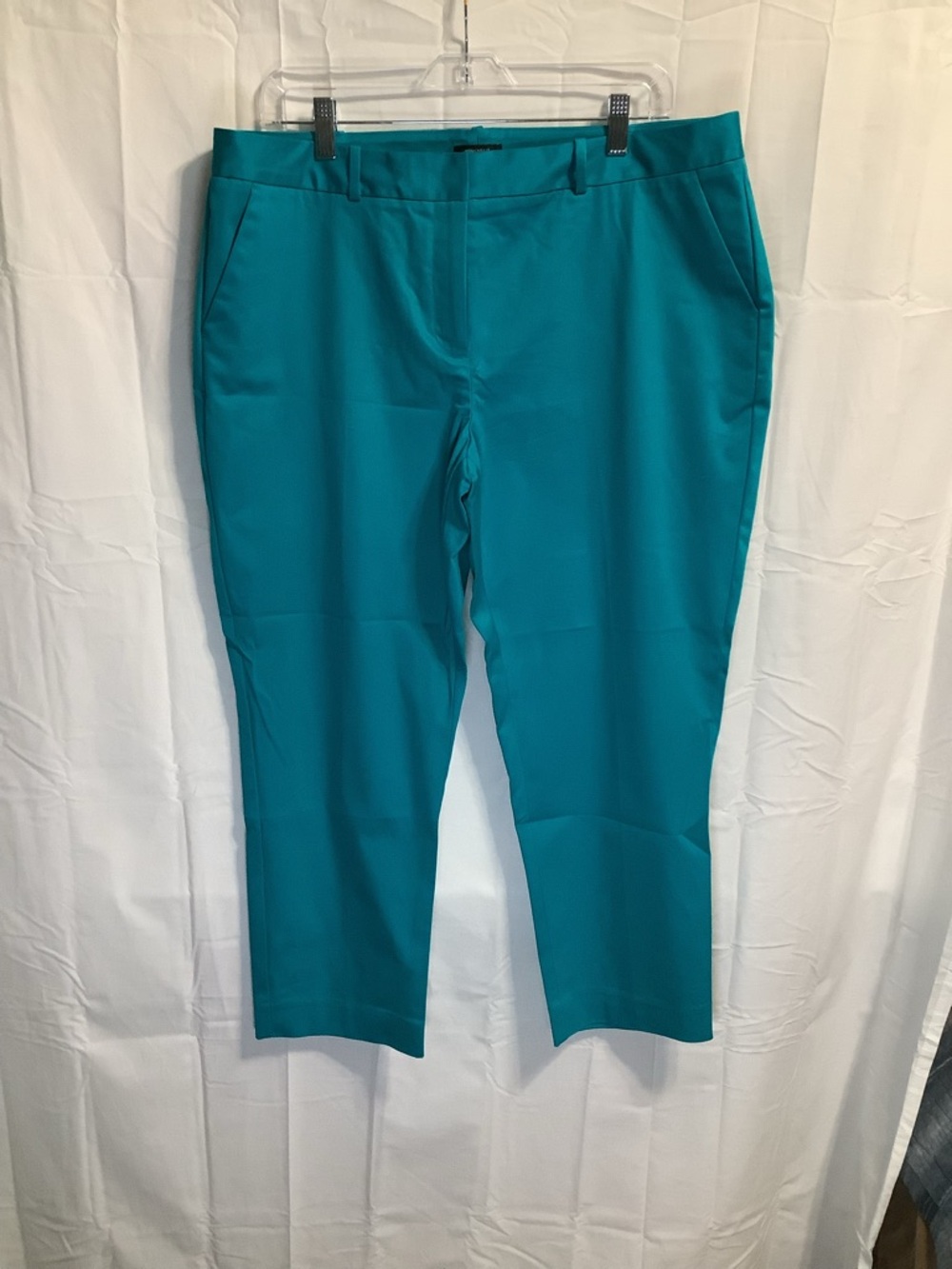 Worthington Teal Cropped Straight-Leg Pants size 14